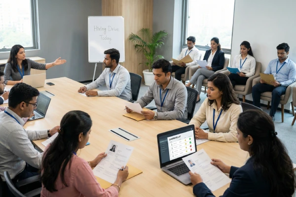 The image represents enterprise bulk hiring at scale.